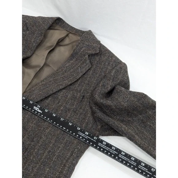 Haggar‎ Tweed Wool Blazer Suit Jacket Brown Double Striped Wool40L 42 Chest